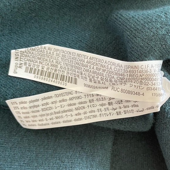 Zara Mock Neck Short Knit Teal Dress Size S - Picture 10 of 11